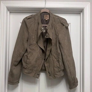 Mine faux suede brown bomber jacket size L